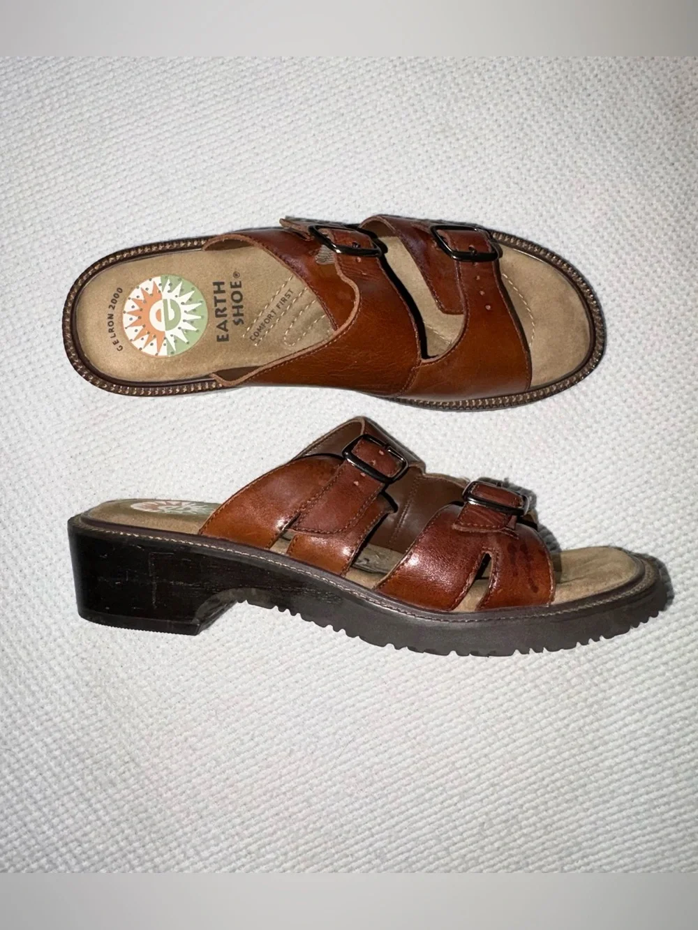 Men’s Brown Leather Buckle Slide Sandals